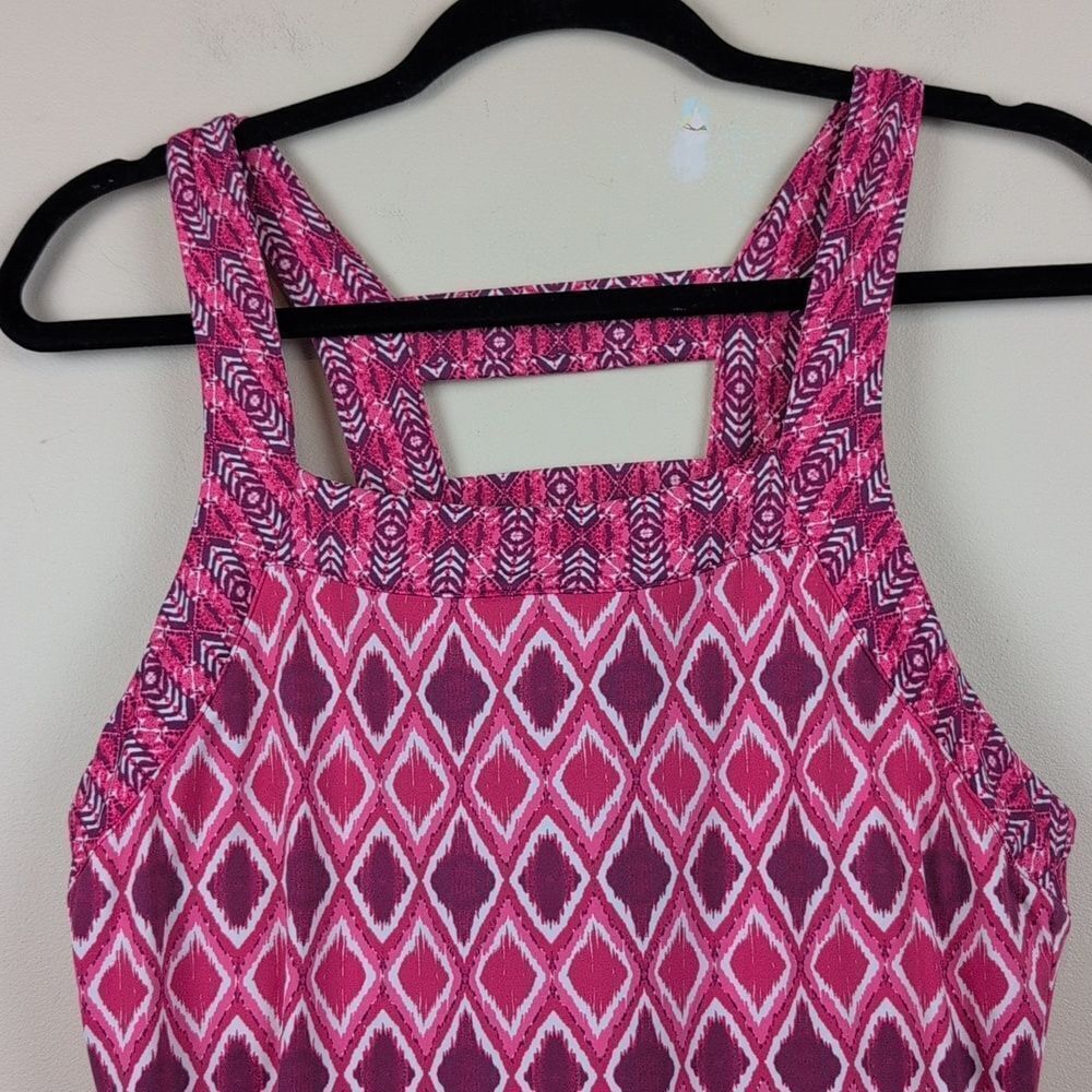 Title Nine Pink Turkish Tile Ladder Back Built-in Bra Activewear Dress Size M - Picture 3 of 12